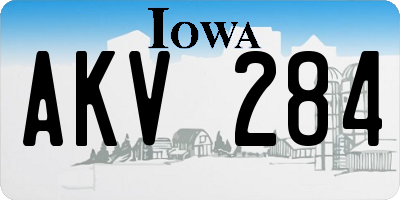 IA license plate AKV284