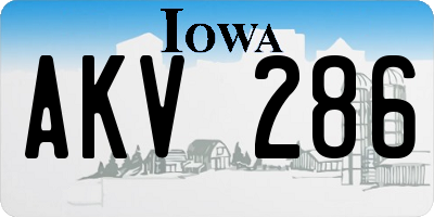 IA license plate AKV286