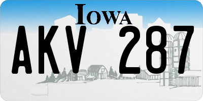 IA license plate AKV287