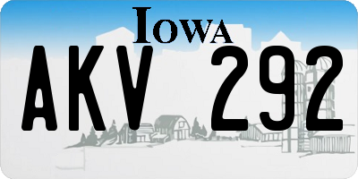 IA license plate AKV292