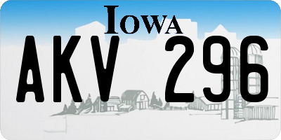 IA license plate AKV296