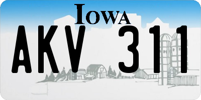 IA license plate AKV311
