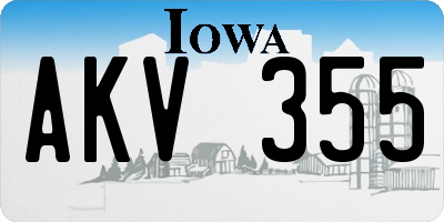 IA license plate AKV355