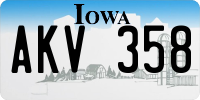 IA license plate AKV358