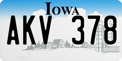 IA license plate AKV378