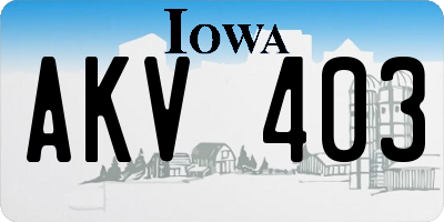 IA license plate AKV403