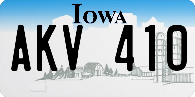 IA license plate AKV410