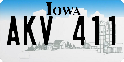 IA license plate AKV411