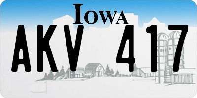 IA license plate AKV417