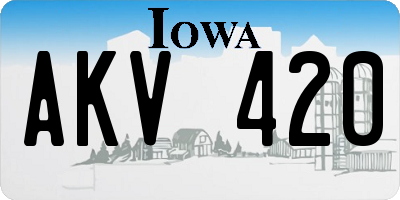 IA license plate AKV420