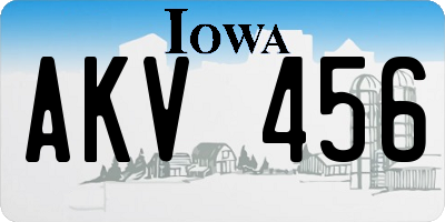 IA license plate AKV456