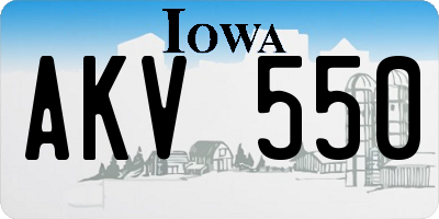 IA license plate AKV550