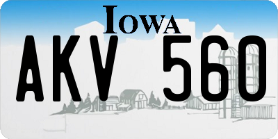 IA license plate AKV560