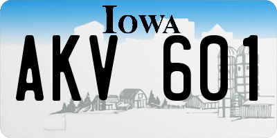 IA license plate AKV601