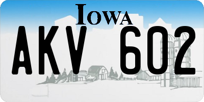 IA license plate AKV602