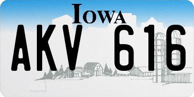 IA license plate AKV616