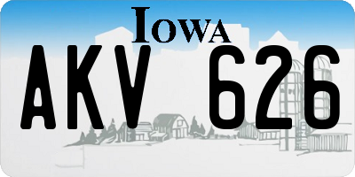 IA license plate AKV626