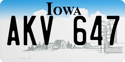 IA license plate AKV647