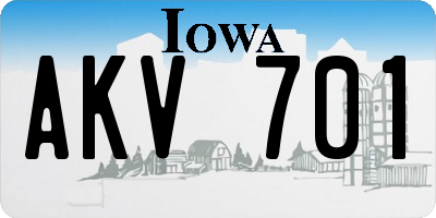 IA license plate AKV701