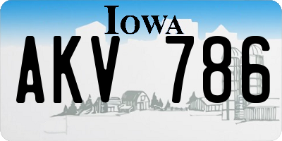 IA license plate AKV786