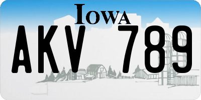 IA license plate AKV789