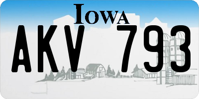 IA license plate AKV793