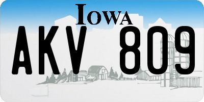 IA license plate AKV809