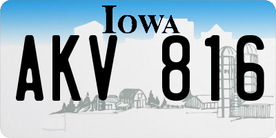 IA license plate AKV816