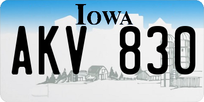 IA license plate AKV830
