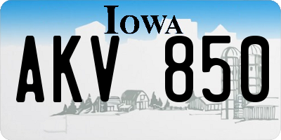 IA license plate AKV850