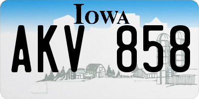 IA license plate AKV858