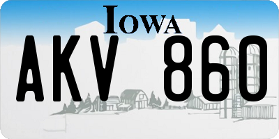 IA license plate AKV860