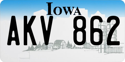 IA license plate AKV862