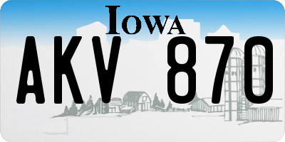 IA license plate AKV870