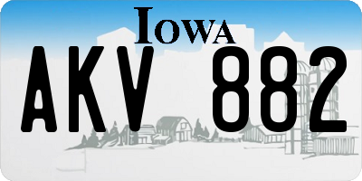 IA license plate AKV882