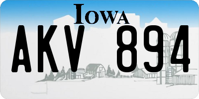 IA license plate AKV894