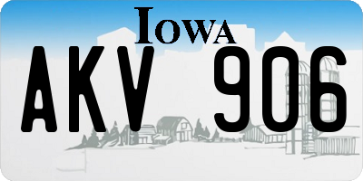 IA license plate AKV906