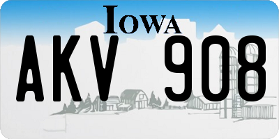 IA license plate AKV908