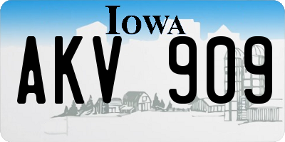 IA license plate AKV909
