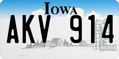 IA license plate AKV914
