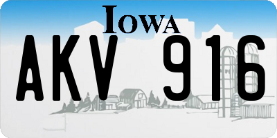 IA license plate AKV916