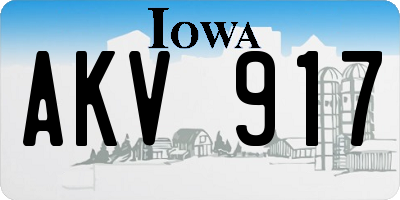 IA license plate AKV917