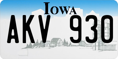 IA license plate AKV930