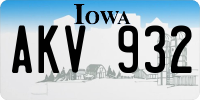 IA license plate AKV932