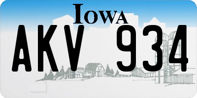 IA license plate AKV934