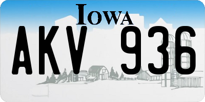 IA license plate AKV936