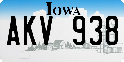 IA license plate AKV938