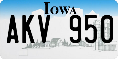 IA license plate AKV950