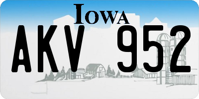 IA license plate AKV952