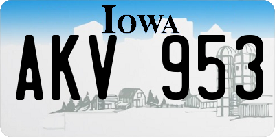 IA license plate AKV953